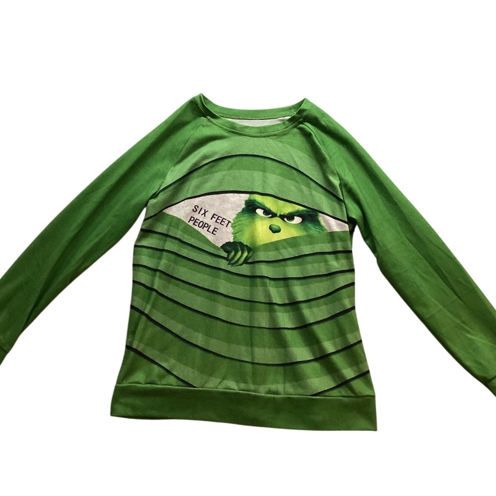 Mens Grinch Six Feet People Graphic Sweatshirt Green XL